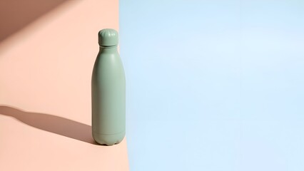 Reusable Green Metal Water Bottle on Surface.