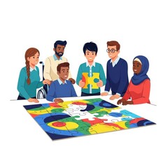 Diverse Team Collaborating on Project.