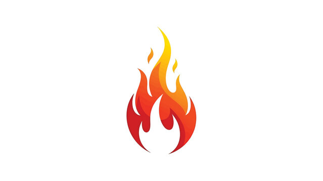 A stylized flame design, rendered in gradients of red, orange, and yellow, creating an abstract and dynamic visual effect on a white background