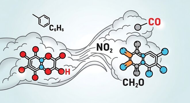 Chemical reaction molecular structure diagram. - Powered by Adobe