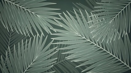 Tropical Palm Leaves Closeup Background.