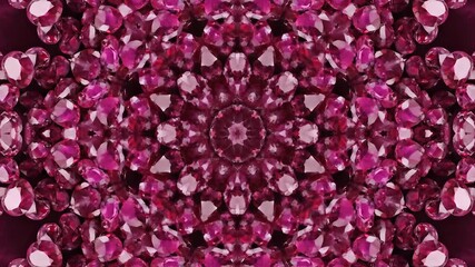 Vibrant and mesmerizing abstract kaleidoscope pattern featuring shimmering pink and magenta gemlike elements creating a hypnotic and luxurious visual experience perfect for backgrounds and decorative. - Powered by Adobe