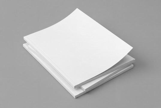 Stack of softcover magazines mockup on gray background