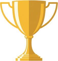 A gleaming golden trophy stands tall on a stepped base against a stark white background