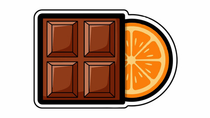 A chocolate bar combined with a slice of orange