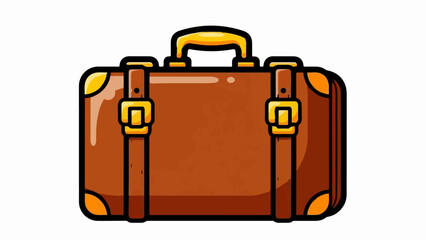 A classic brown suitcase with golden clasps and handle, ready for adventure