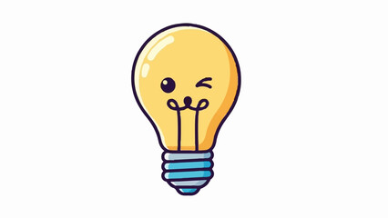 A charming cartoon lightbulb with a winking eye and happy expression