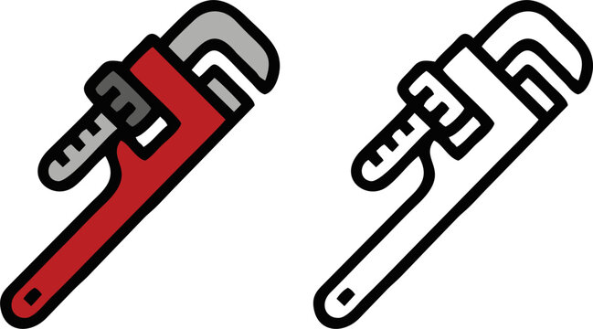 Pipe Wrench Adjustable Hand Tool Icon

