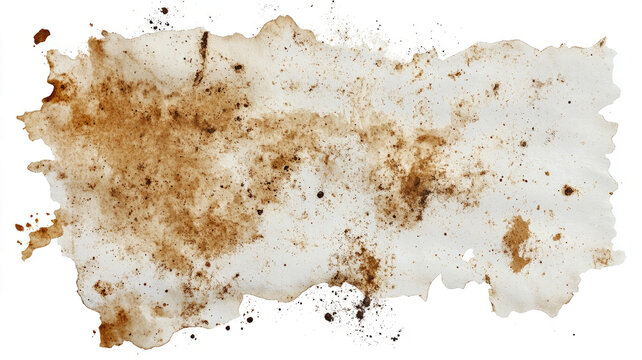 watercolor coffee stain with dirt and splatters isolated on a transparent background,