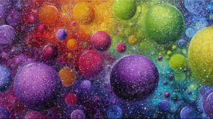 Colorful abstract background with sparkling spheres