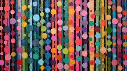 Colorful abstract circles on striped background