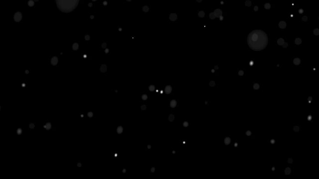 Falling winter snow, seamless loopable background footage. Black png background.