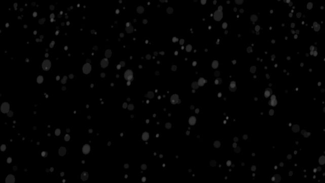 Falling winter snow, seamless loopable background footage. Black png background.