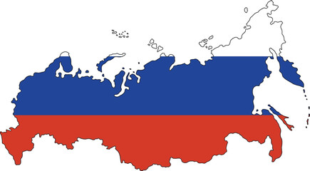 Obraz premium Russia Map with Flag Colors