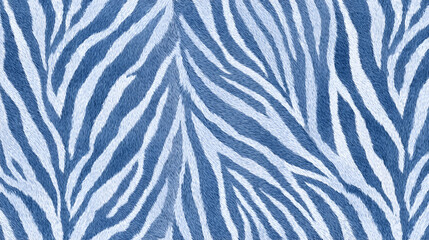 A seamless zebra pattern featuring blue fur texture, creating a vibrant animal print. This wild and abstract design offers a captivating visual experience.