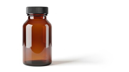 Obraz premium Amber Glass Bottle with Black Cap.