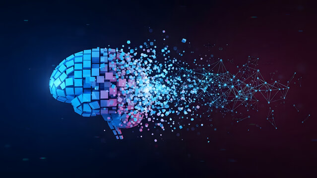 Vibrant digital brain exploding with innovative ideas and connections