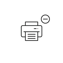 Printer and minus sign. Remove device, cancel printing job. Pixel perfect, editable stroke vector icon