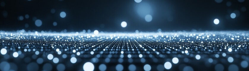 Mesmerizing abstract pattern of countless luminous white circles on deep dark background.