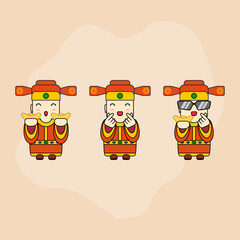 A cartoon Chinese God of Wealth also known as Caishen.Vector illustration. EPS 10.