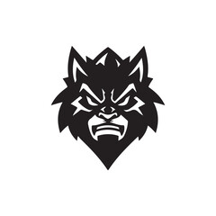 Fototapeta premium Black Demon Face Silhouette with Horns and Evil Expression Vector Illustration