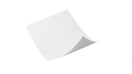 White blank paper with curled corner, isolated on transparent background isolated on transparent background