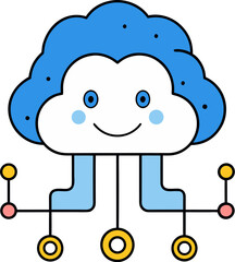 Illustrator Cloud with happy face and connections
