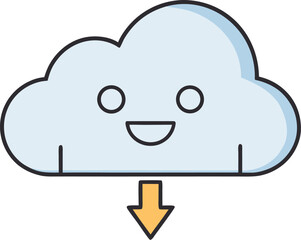The image features a cartoon cloud with a smiling face