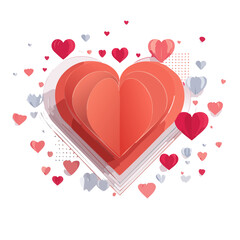 Modern abstract Valentine background featuring love-themed geometric shapes in flat vector style. Suitable for branding, posters, banners, and creative romantic designs.