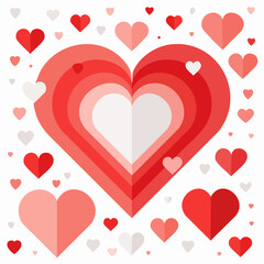 Modern abstract Valentine background featuring love-themed geometric shapes in flat vector style. Suitable for branding, posters, banners, and creative romantic designs.