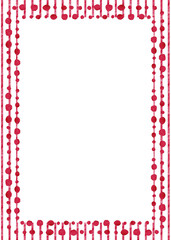 Whimsical dotted frames with red lines backdrop. Watercolor hand drawn illustration.