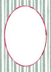 Watercolor festive frame with striped background. Hand drawn greeting card.