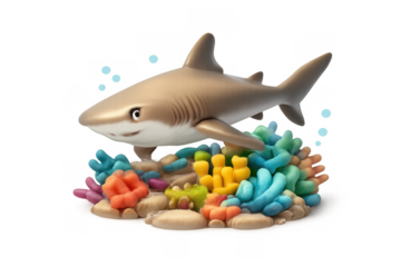 Reef shark among vibrant corals for marine life and ocean conservation design