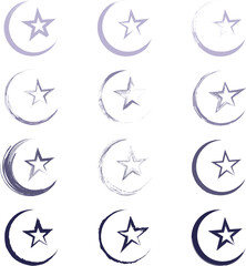 Ramadan brush crescent moons and stars