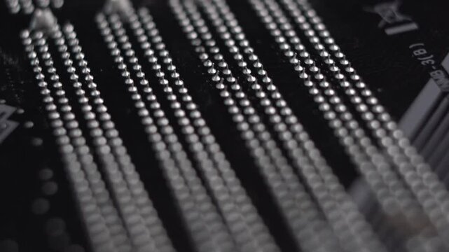 Solders on Computer Motherboard, Macro Close Up