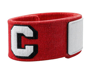 Football captain armband with bold &lsquo;C&rsquo; letter, fabric texture