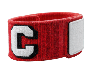 Football captain armband with bold ‘C’ letter, fabric texture