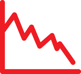 Red Downward Trend Line Graph Icon