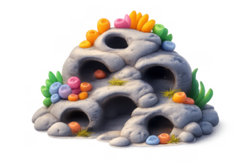 Vibrant rocky reef icon for underwater themed designs and aquatic crafts