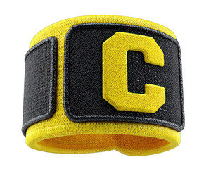 Football Captain Armband with Bold Letter C Isolated on White Background
