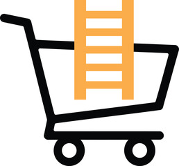 Vector Graphic of a Shopping Cart with a Ladder, Symbolizing Tools and Growth