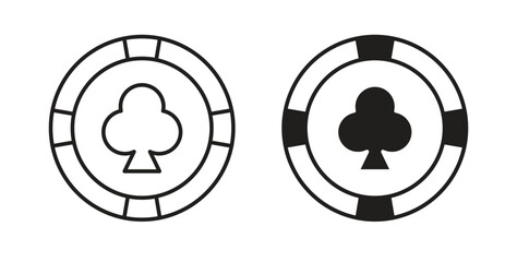 Poker chip icons linear icon. Line with Editable stroke. monochrome icon