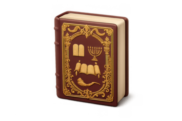 Elegant machzor icon with jewish symbols for holiday design