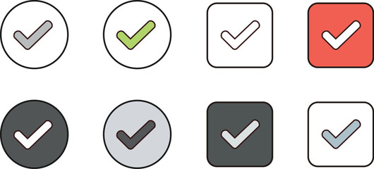 vector illustration of a set of arrows and check marks