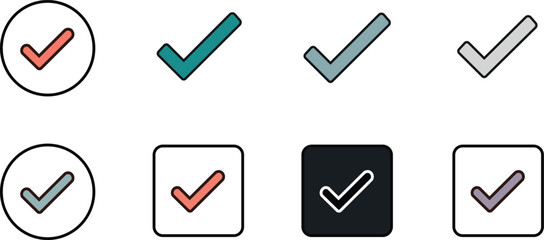 vector illustration of a set of arrows and check marks