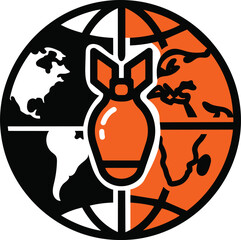 Global conflict and devastation represented by a bomb over the world