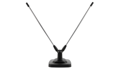 Retro Rabbit Ear Tv Antenna On Black Background