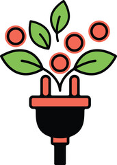 Eco-Friendly Electric Plug Icon Representing Sustainable Green Energy Solution