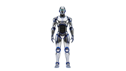 Futuristic Silver Robot with Blue Accents