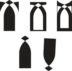 Modern abstract arch logo collection with smooth curved geometric shapes